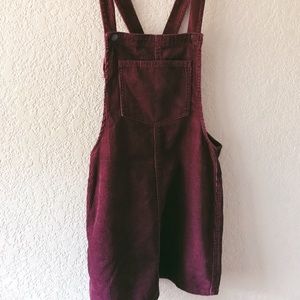Burgundy Corduroy Overall Dress